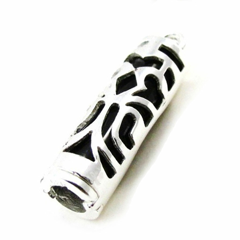 Pendentif Argent 'Tikki' noir argenté - 7x22 mm - [C5666]