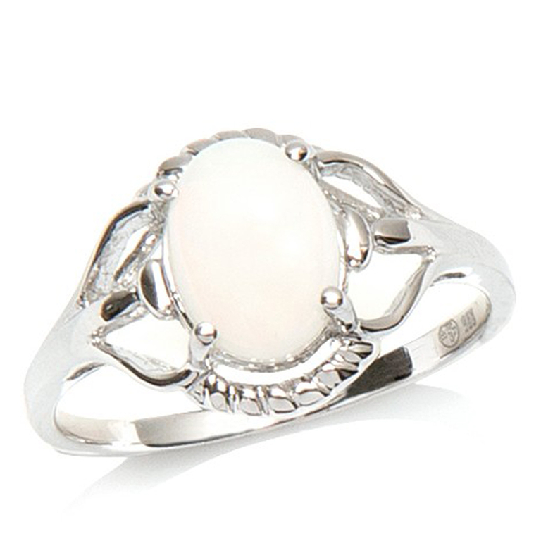Bague Argent 'Déesse Opale' Blanc argenté (rhodié) - 12 mm - [E8684]